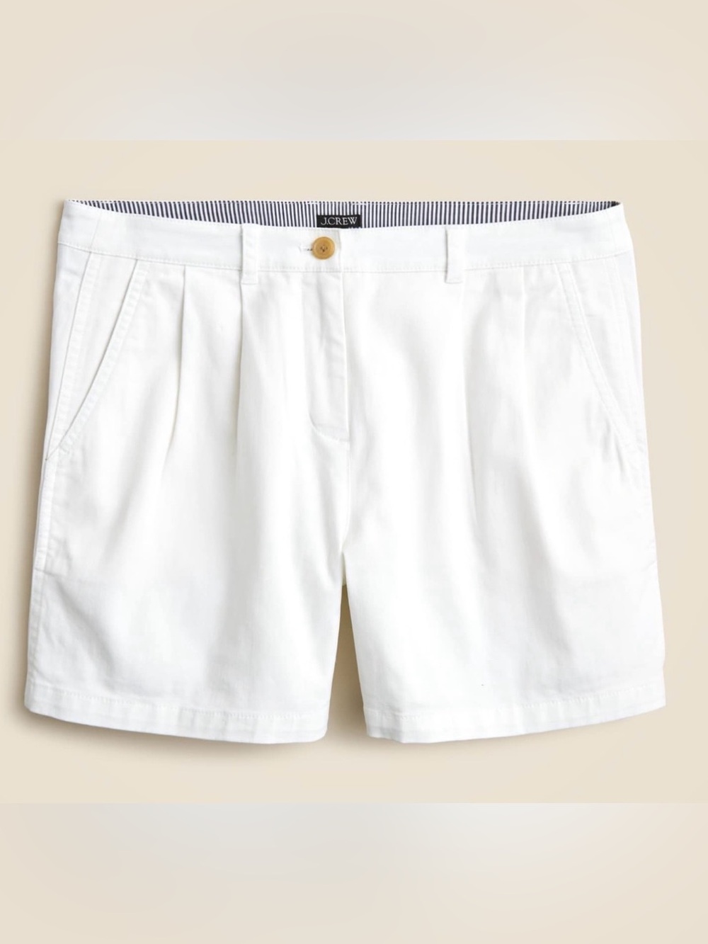 J. Crew Heritage White Pleated Cotton Shorts